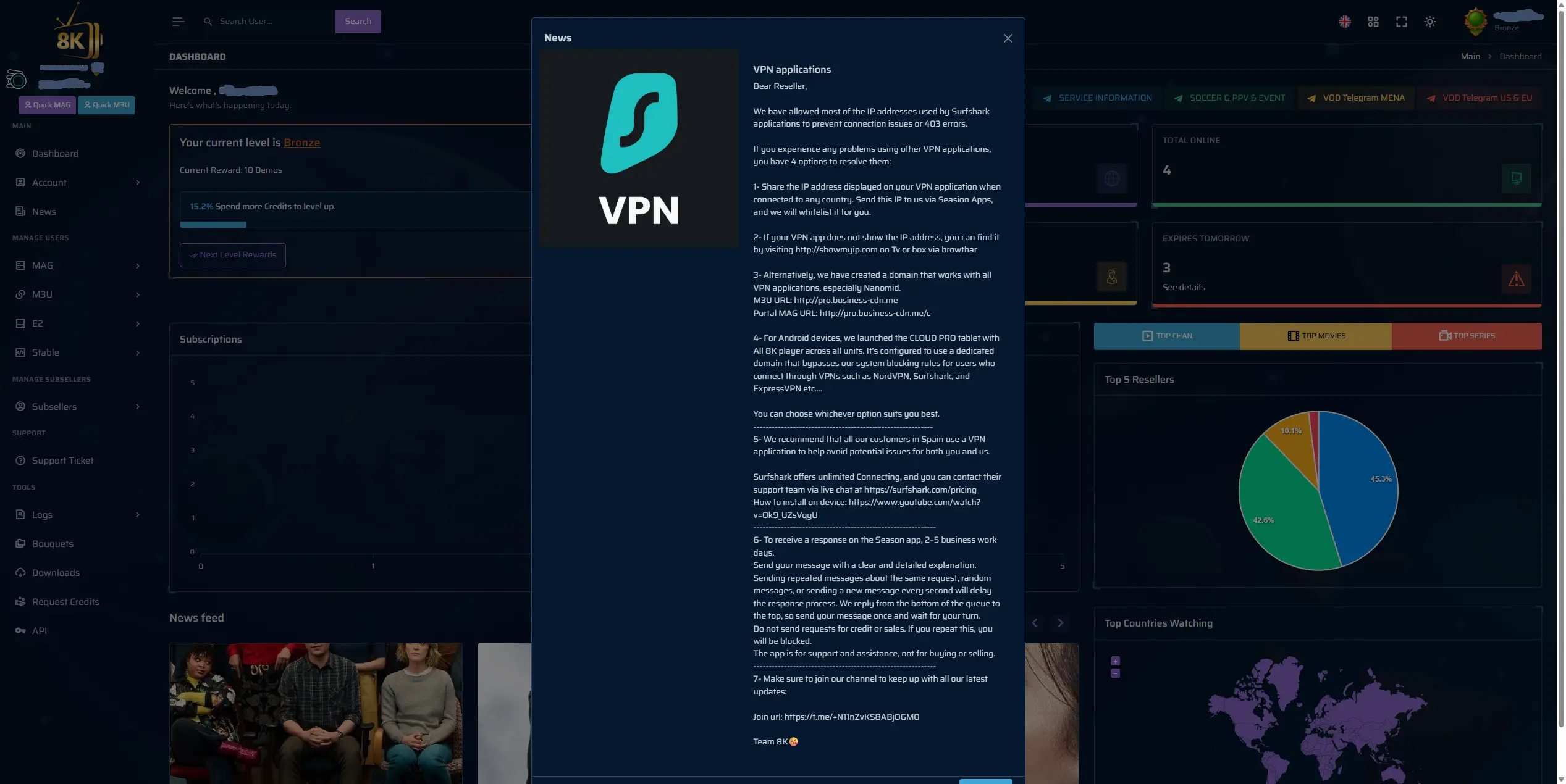 STRONG IPTV reseller panel